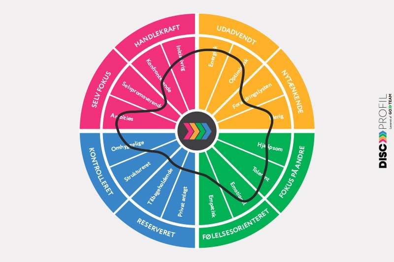 DISC analyse ud fra profil med 4 typer og 16 facetter.