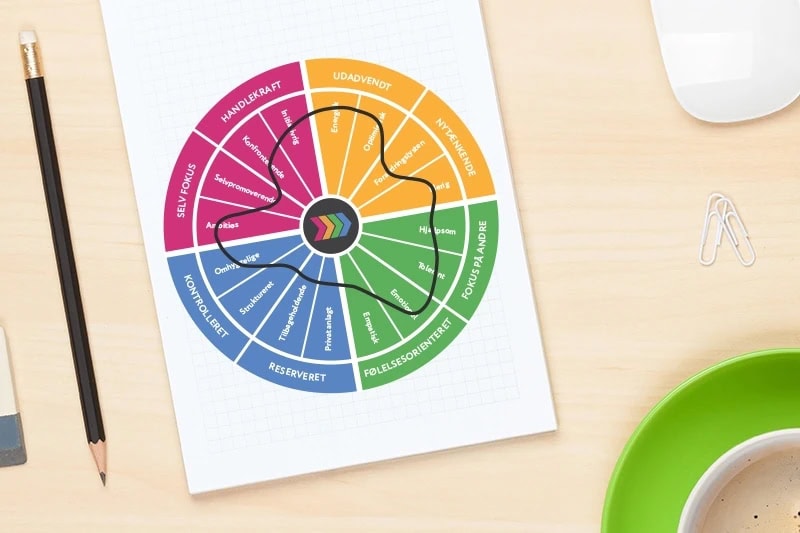 Resultatet af en DISC test med 16 facetter som eksempel på privat personlighedstest.